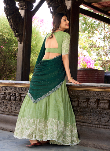 Mehendi ceremony designer lehenga choli with intricate sequin embroidery work
